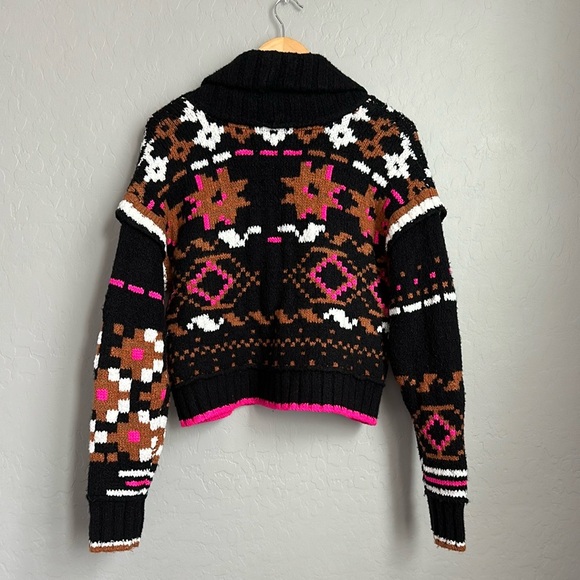 By Anthropologie Neon Collared Cardigan Sweater - Picture 6 of 10